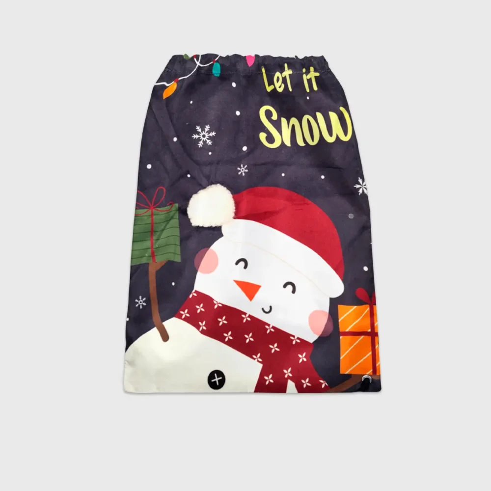 Morral Navideño Muñeco de Nieve Azul 30x40 cm