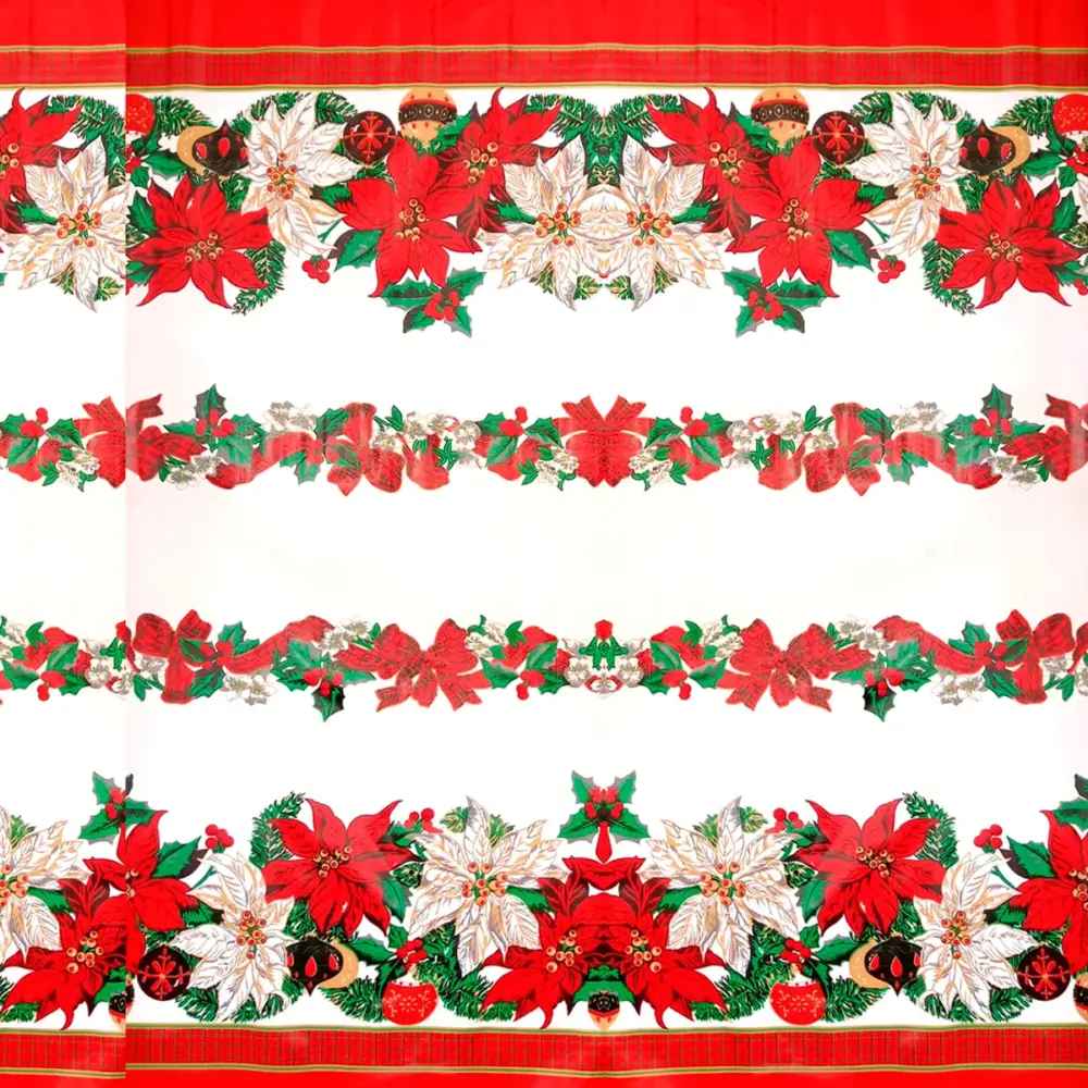 Modatelas Mantel de Plástico Navideño Guirnaldas de Nochebuenas 140 cm ancho - Rollo de 25 m Modatelas 2