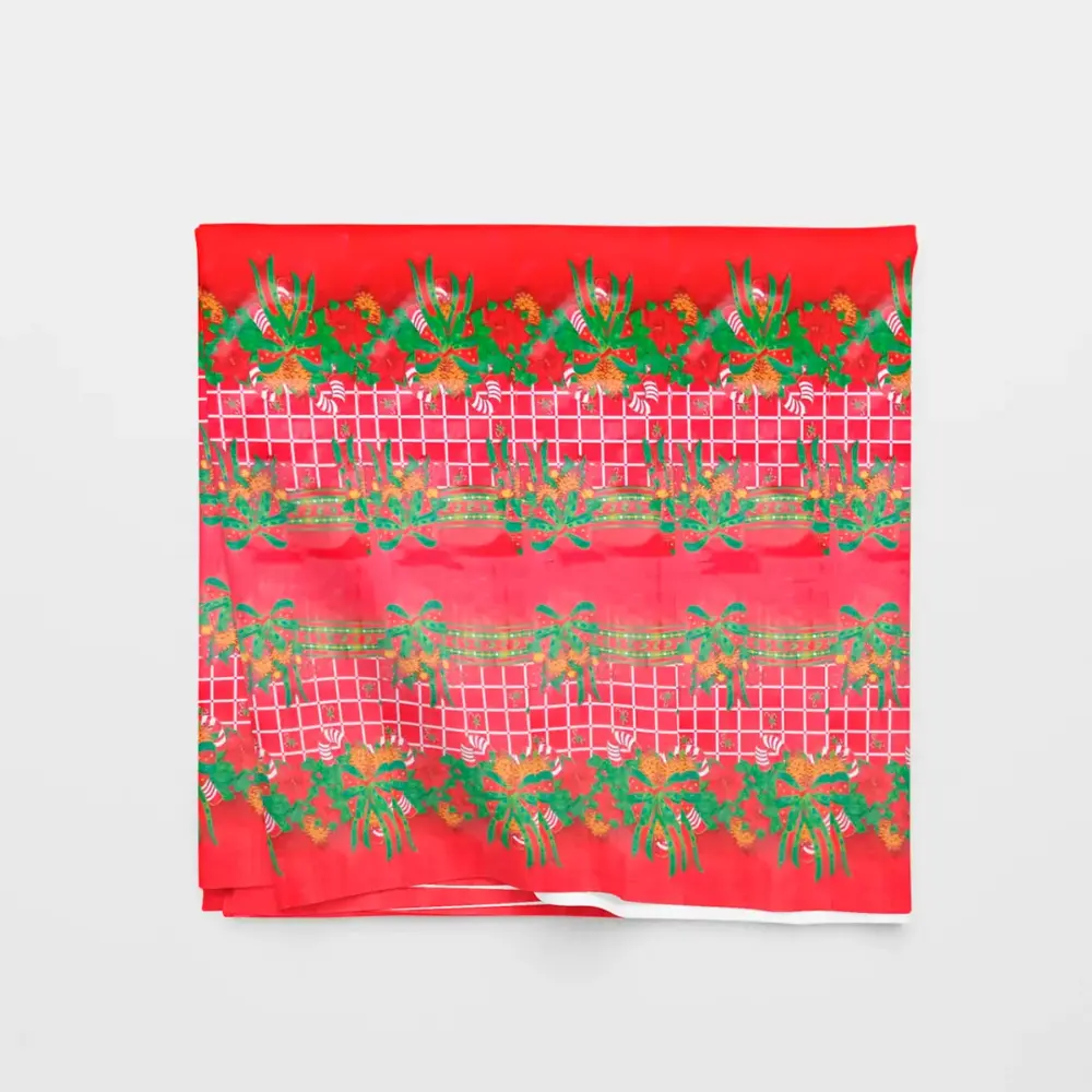 Mantel de Plástico Navideño Rojo Nochebuena 140 cm ancho - Rollo de 25 m Modatelas 2