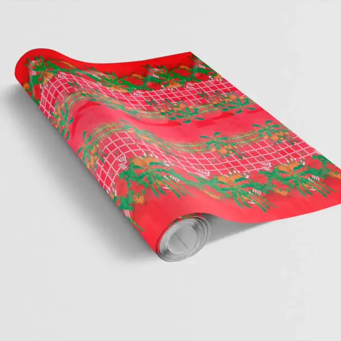 Mantel de Plástico Navideño Rojo Nochebuena 140 cm ancho - Rollo de 25 m Modatelas