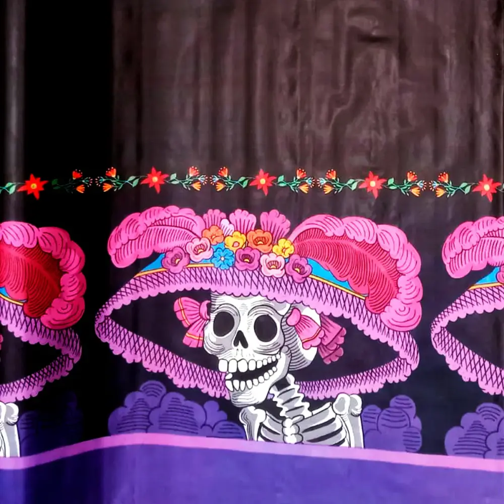 Mantel PVC Halloween Diseño Catrina 150 cm ancho - Rollo de 25 m Modatelas 4