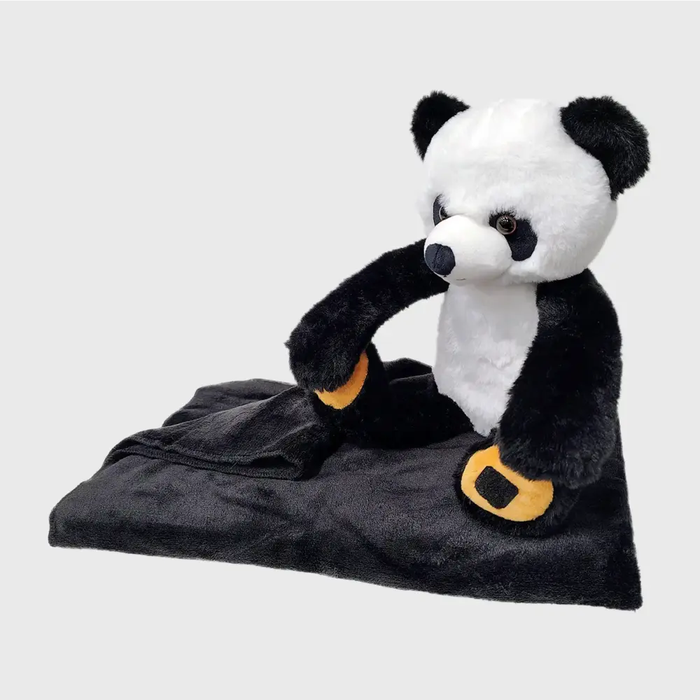 Set de Cobija con Peluche de Panda para Regalar | Manta Suave y Peluche con Velcro Modatelas 2 3