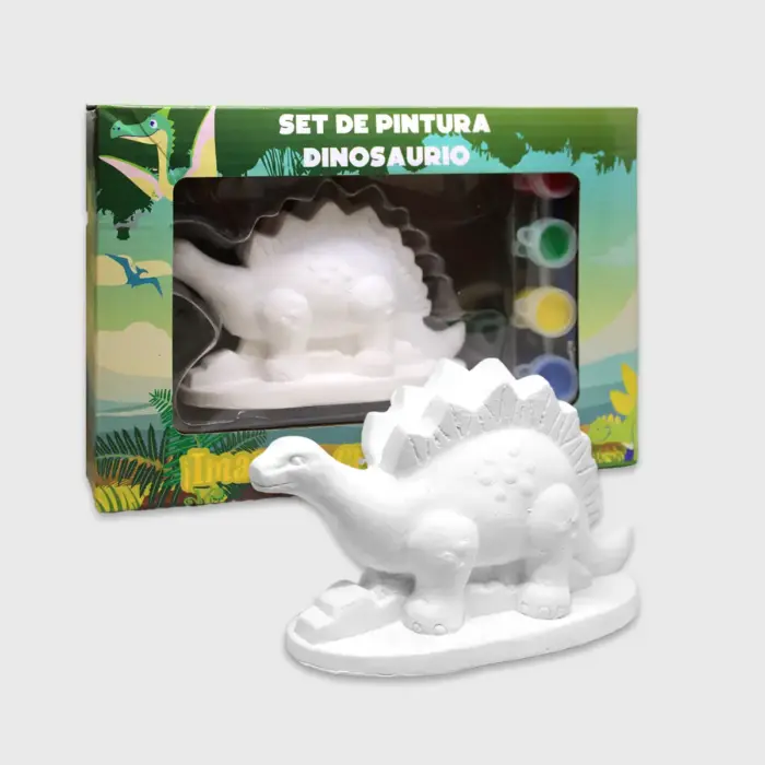 Figura de Yeso de Dinosaurio - Kit para Pintar - Incluye Pincel y Pinturas Modatelas