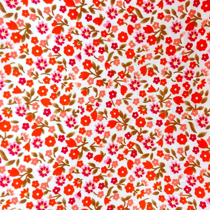 Tela Algodón Candy Flores Carmesí 120 cm ancho - Rollo 30 m Modatelas 2