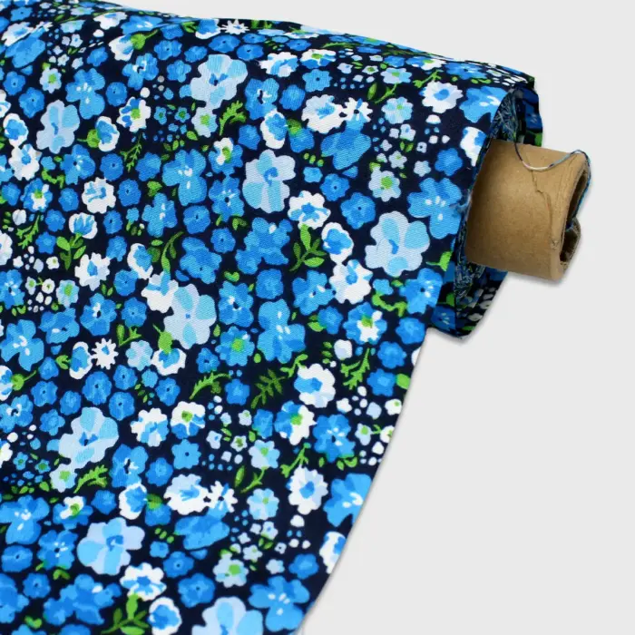 Tela Roma Estampada Floral Azul Modatelas