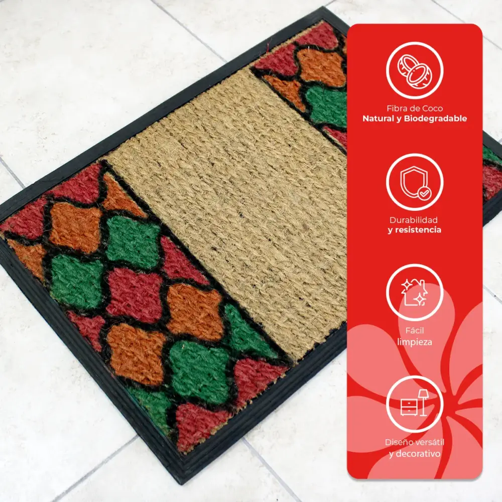 Tapete Fibra de Coco Diseño Geométrico Modatelas