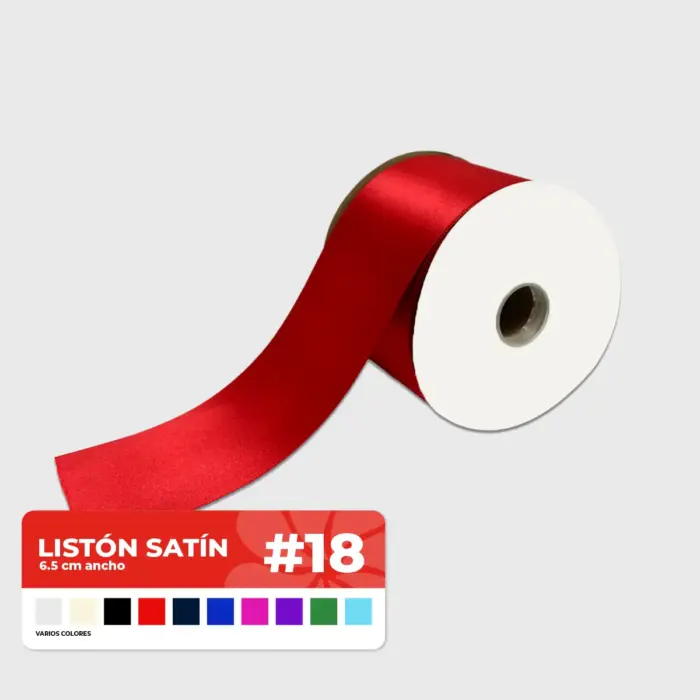 Listón Satinado #18 6.5 cm ancho, Rollo de 100 m – Ideal para Manualidades y Decoración Modatelas