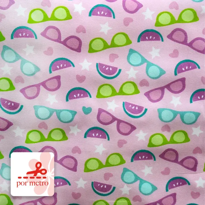 Rollo de Tela Algodón Candy Cocinero Diseño Lentes Precio Por Metro