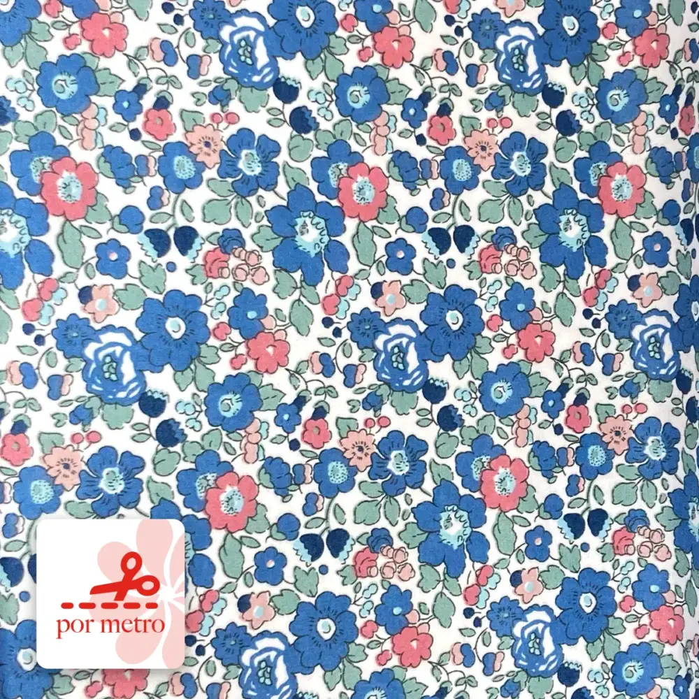 Tela Algodón Candy Flores Azules Precio por Metro Modatelas
