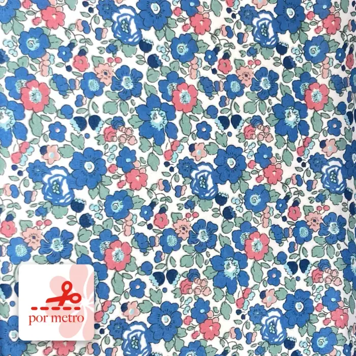Tela Algodón Candy Flores Azules Precio por Metro Modatelas