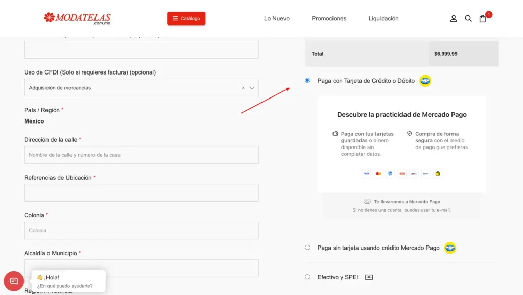 seleccionar tarjeta de crédito
