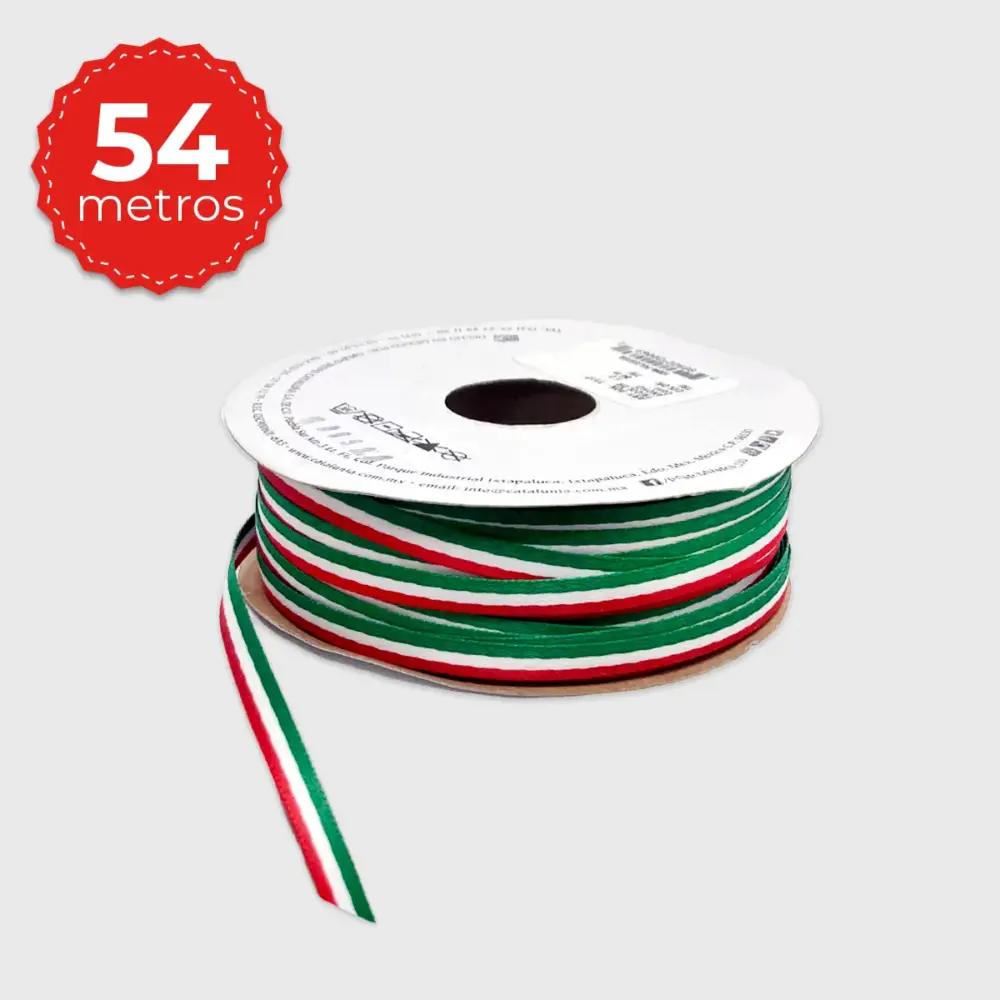Listón Tricolor Fiestas Patrias #1 - Carrete 54 m Modatelas 4