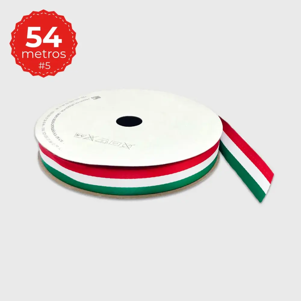 Listón Tricolor Fiestas Patrias #5 - Carrete 54 m Modatelas 3