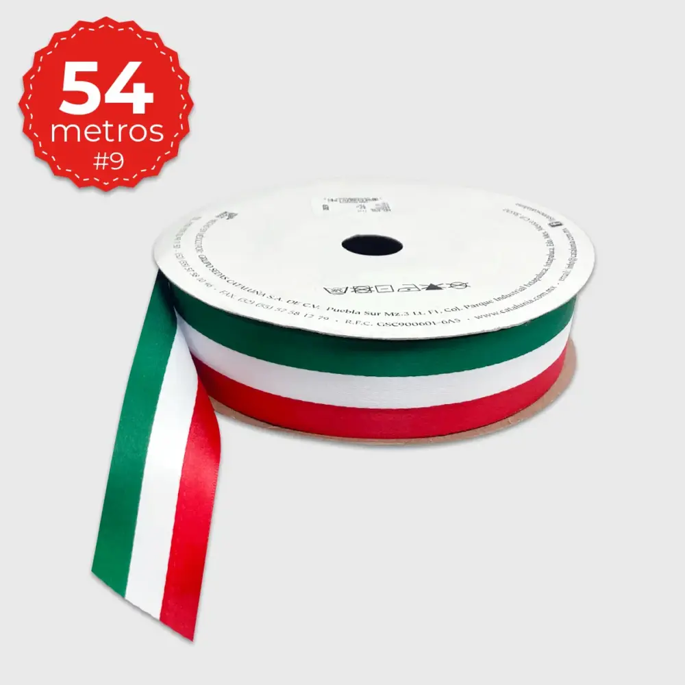 Listón Tricolor Fiestas Patrias #9 - Carrete 54 m Modatelas 2