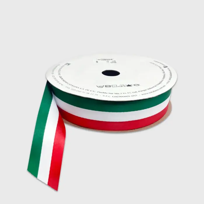 Listón Tricolor Fiestas Patrias #9 - Carrete 54 m Modatelas