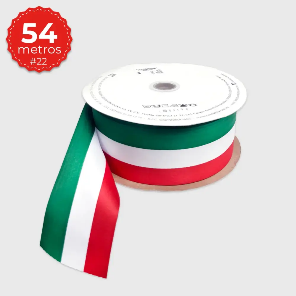 Listón Tricolor Fiestas Patrias #22 - Carrete 54 m Modatelas 4