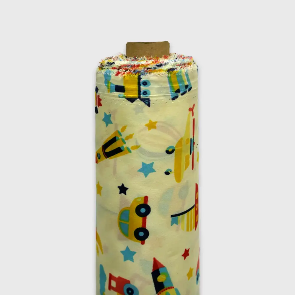 Tela Algodón Candy Infantil Mundo de Aventuras 120 cm ancho - Rollo 30 m - Imagen 3