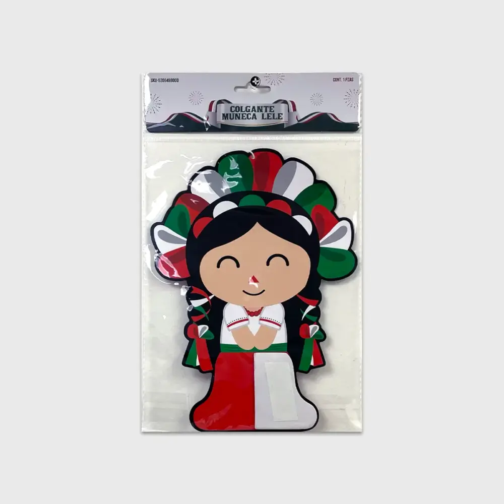 Colgante Patrio Muñeca Lele de Papel - Decoración Mexicana Modatelas 3