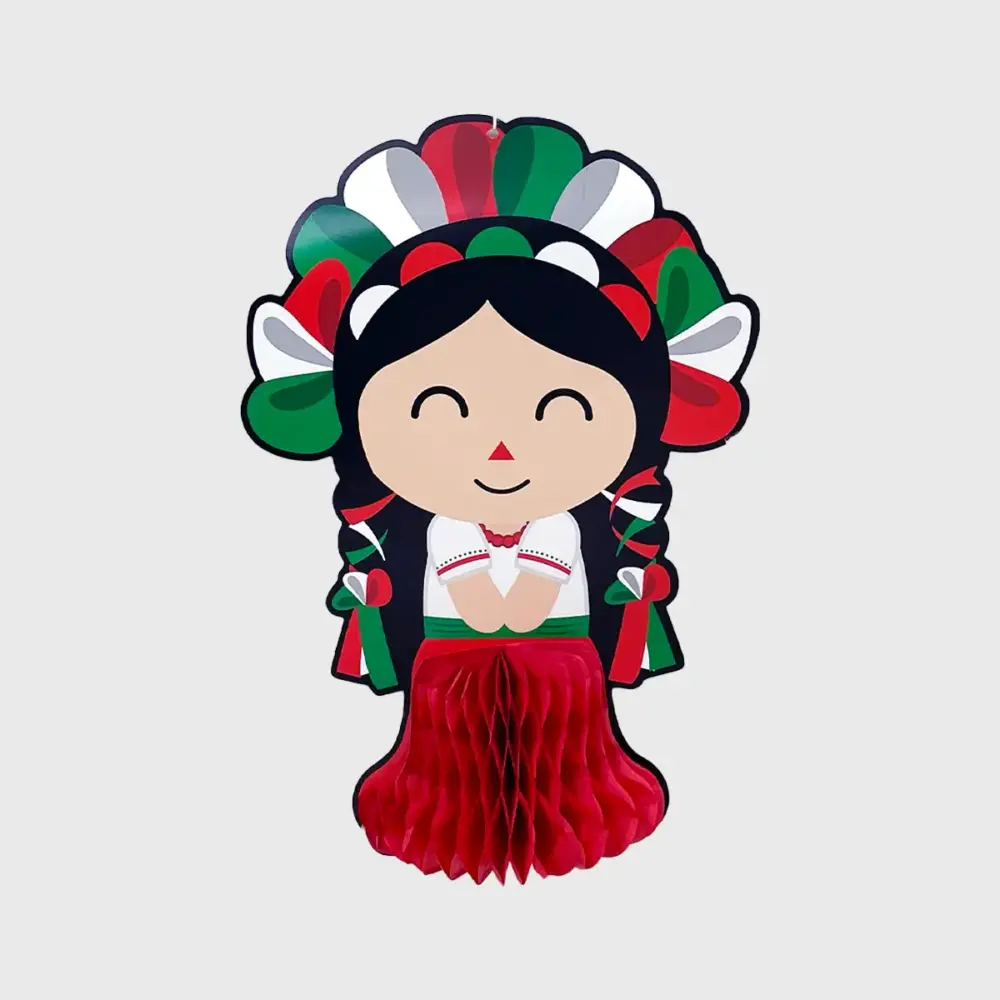 Colgante Patrio Muñeca Lele de Papel - Decoración Mexicana Modatelas
