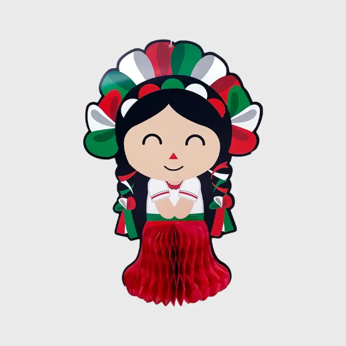 Colgante Patrio Muñeca Lele de Papel - Decoración Mexicana Modatelas