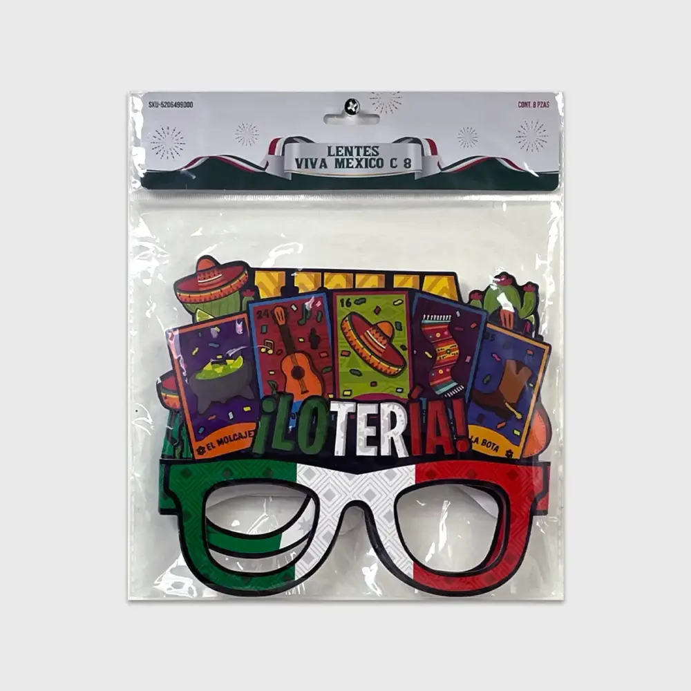 Lentes de Cartón Patrios Viva México – Paquete con 8 Piezas Modatelas 6