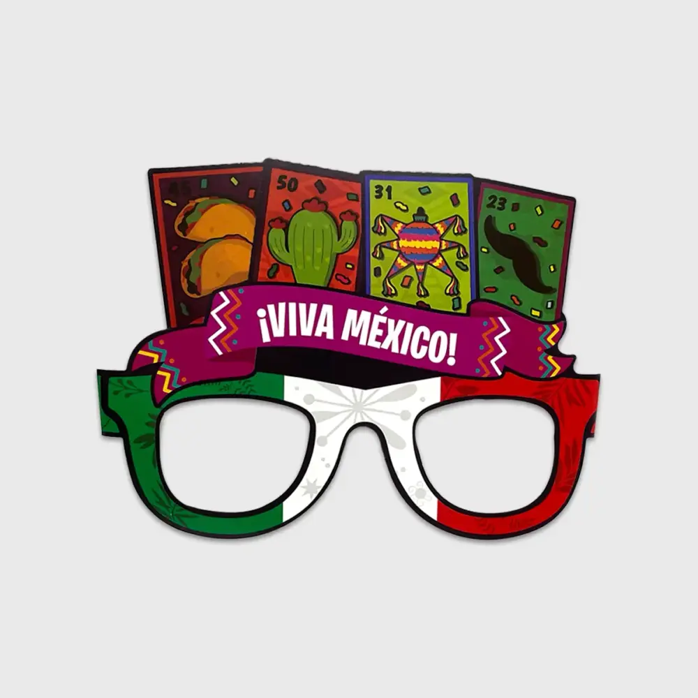 Lentes de Cartón Patrios Viva México – Paquete con 8 Piezas Modatelas 2
