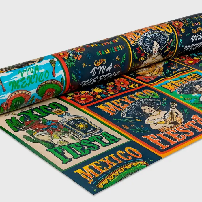 Mantel Plástico Patrio Lotería y Tradición 150 cm ancho - Rollo 20 m Modatelas