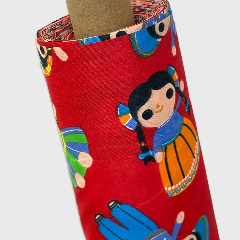 Tela Algodón Candy Patrio Muñequitas de mi Tierra 120 cm ancho - Rollo 30 m Modatelas 2
