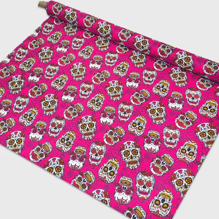 Tela Minimatt "Altar de Rosas Eternas" 150 cm ancho, Rollo 30 m - Ideal para Manteles, Cortinas y Blusas, Colección Día de Muertos Modatelas