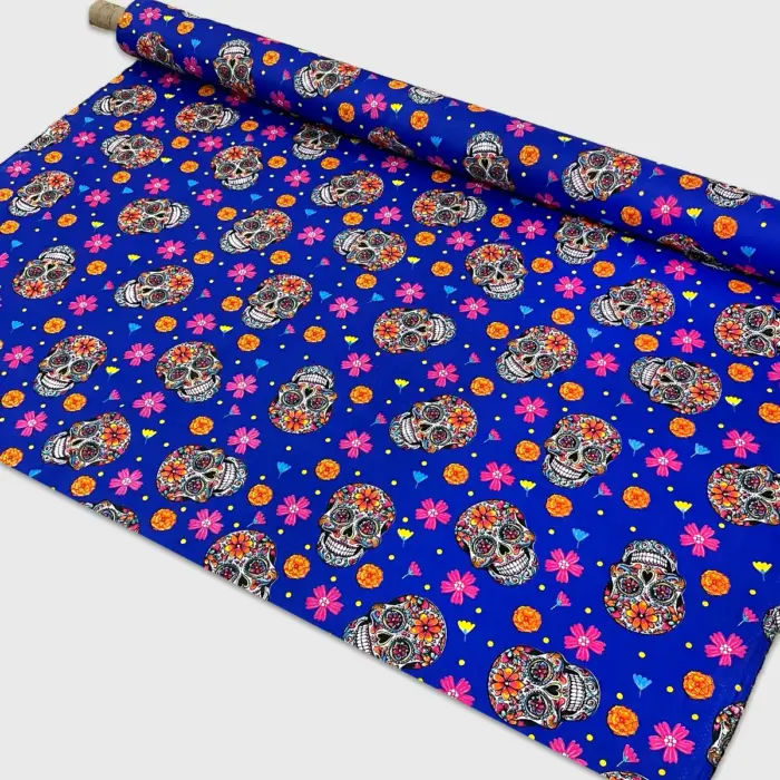 Tela Minimatt "Cielos de Cempasúchil" 150 cm ancho - Perfecta para tus Cortinas, Altares y Ropa, Colección Día de Muertos - Rollo 30 m modatelas