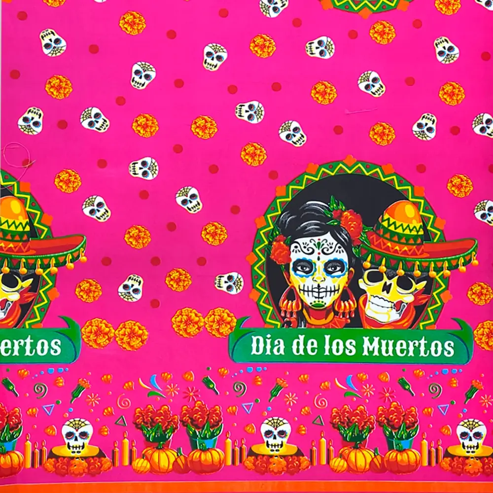 Tela Minimatt "Jolgorio de Calaveras" 150 cm ancho - Luce tus Tradiciones en tu Mesa o Cortinas, Colección Día de Muertos - Rollo 30 m Modatelas 4