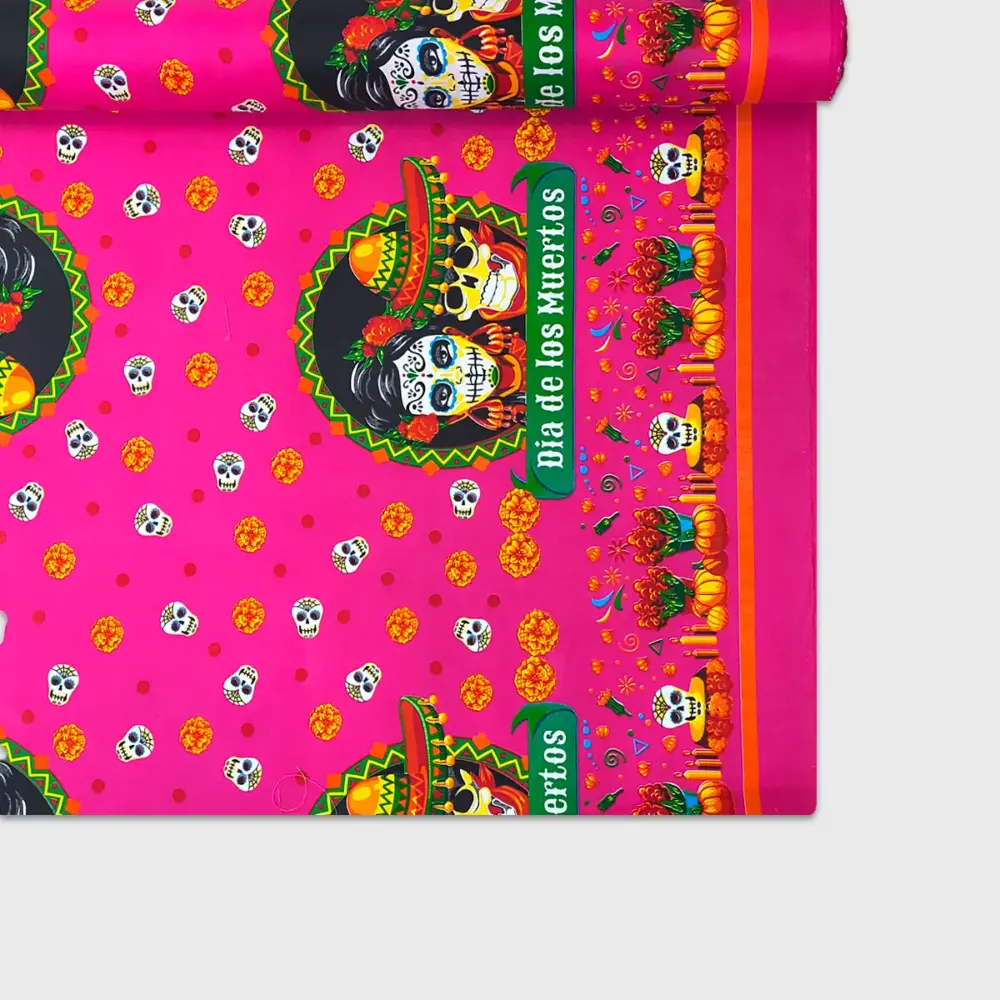 Tela Minimatt "Jolgorio de Calaveras" 150 cm ancho - Luce tus Tradiciones en tu Mesa o Cortinas, Colección Día de Muertos - Rollo 30 m Modatelas 3