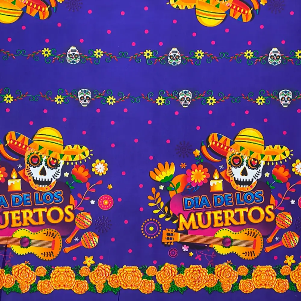 Tela Minimatt "Serenata del Más Allá" 150 cm ancho - Perfecta para tus Cortinas, Manteles y Decoración, Colección Día de Muertos - Rollo 30 m modatelas 4
