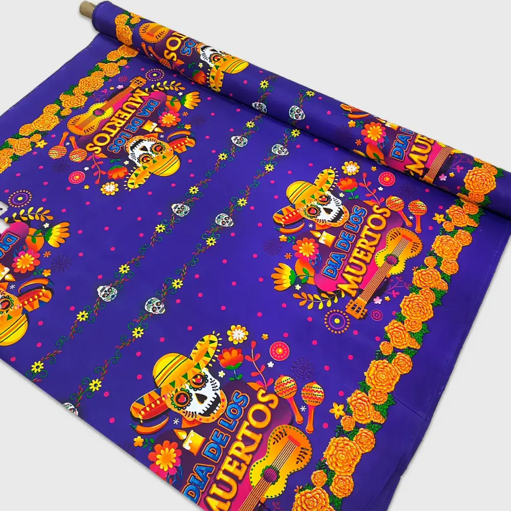 Tela Minimatt "Serenata del Más Allá" 150 cm ancho - Perfecta para tus Cortinas, Manteles y Decoración, Colección Día de Muertos - Rollo 30 m modatelas