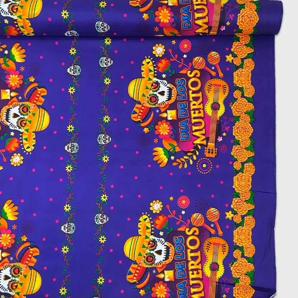 Tela Minimatt "Serenata del Más Allá" 150 cm ancho - Perfecta para tus Cortinas, Manteles y Decoración, Colección Día de Muertos - Rollo 30 m modatelas 2
