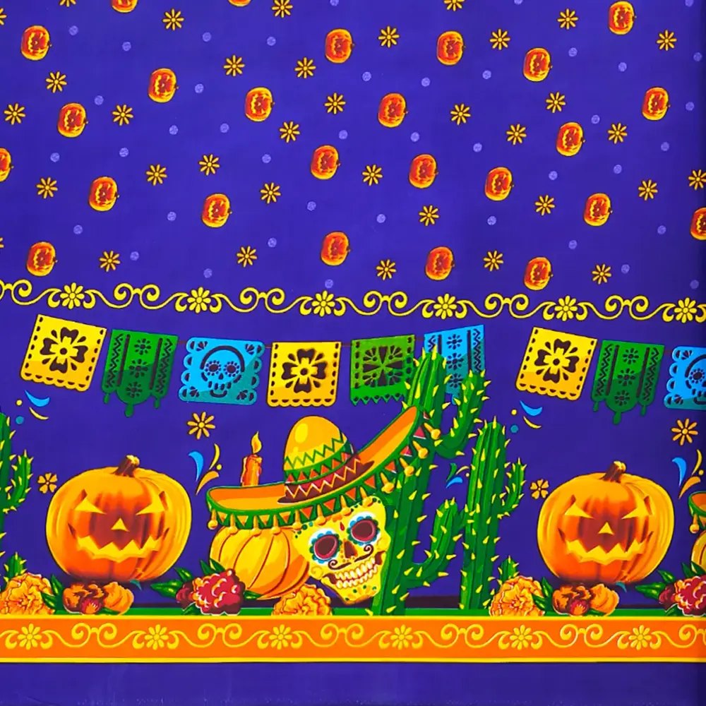 Tela Minimatt "Entre Calabazas y Calaveras" 150 cm ancho - Ideal para tus Altares y Fiestas, Mesas y Cojínes, Colección Día de Muertos - Rollo 30 m modatelas 3