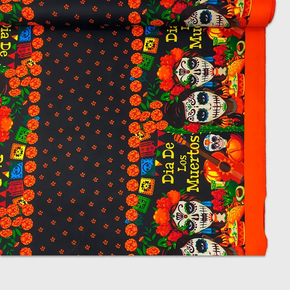 Tela Minimatt "Cantos de las Alma" 150 cm ancho - Perfecta para tus Altares, Ofrendas y Manteles, Colección Día de Muertos - Rollo 30 m modatelas 4