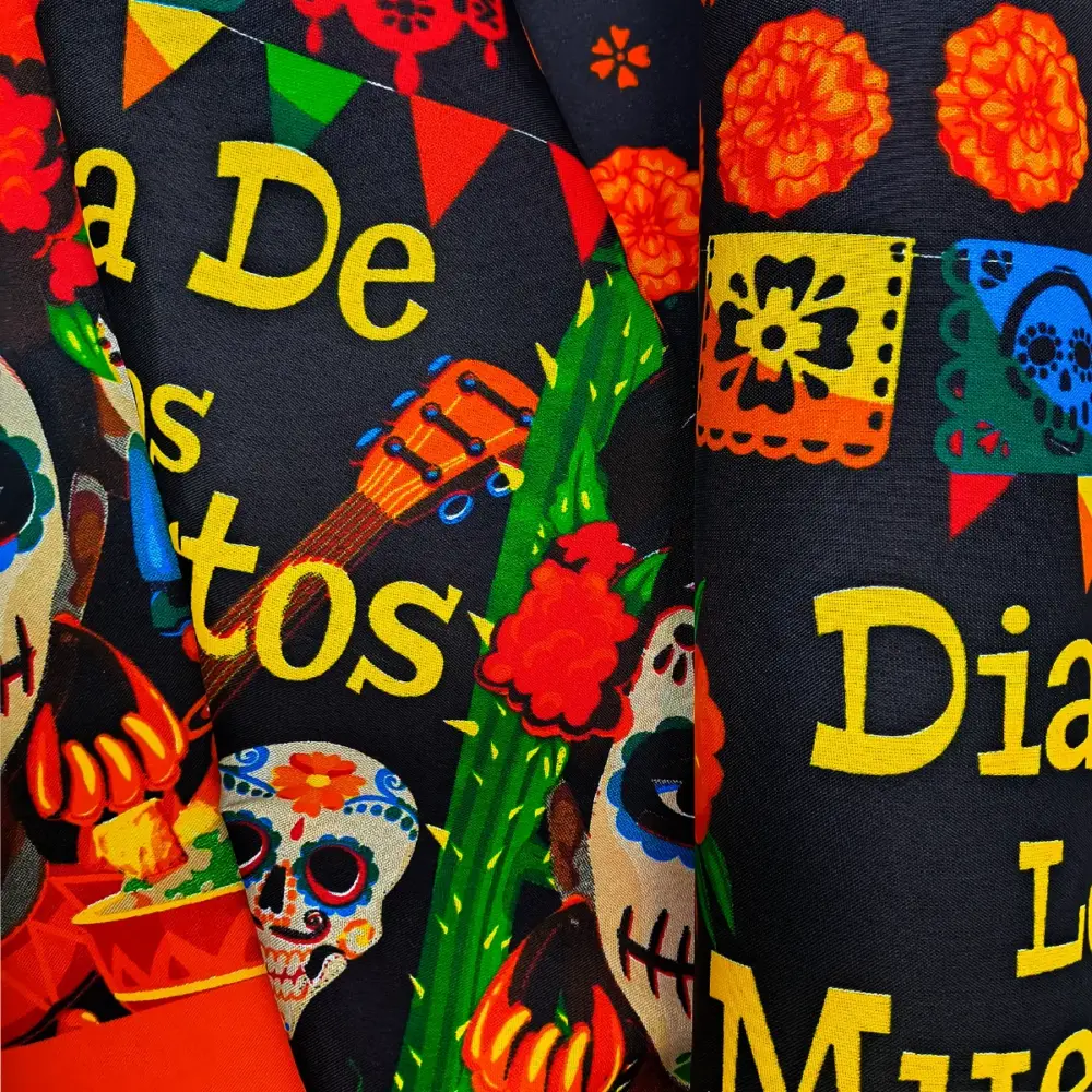 Tela Minimatt "Cantos de las Alma" 150 cm ancho - Perfecta para tus Altares, Ofrendas y Manteles, Colección Día de Muertos - Rollo 30 m modatelas 2