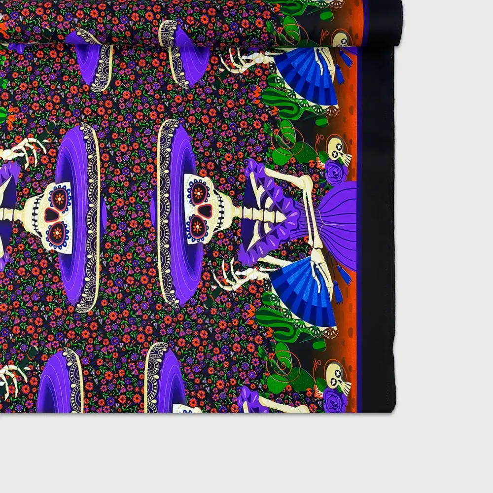 Tela Minimatt "Jardín Oscuro de Catrinas" 150 cm ancho - Especial para Cortinas y Manualidades, Colección Día de Muertos - Rollo 30 m Modatelas 4