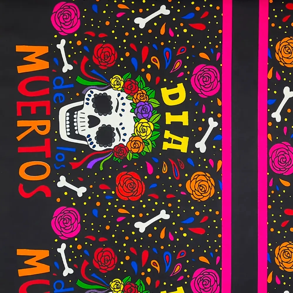 Tela Minimatt "Corona de Rosas y Calaveras" 150 cm ancho - Perfecta para Altares, Manteles y Hogar, Colección Día de Muertos - Rollo 30 m Modatelas 3