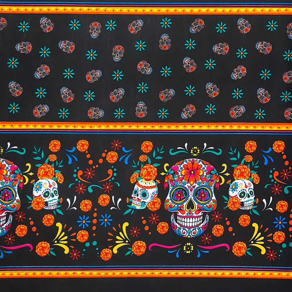 Tela Minimatt "Almas Pintadas de Flores" 150 cm ancho - Idónea para Manteles, Ofrendas y Altares, Colección Día de Muertos - Rollo 30 m Modatelas 4