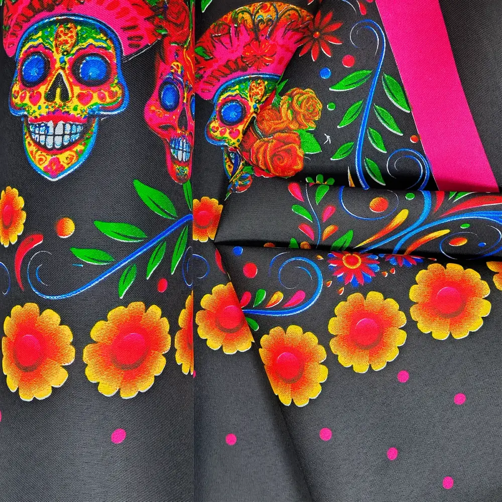 Tela Minimatt "Jardín Nocturno de Calaveras" 150 cm ancho - Especial para tus Ofrendas y Altares, Colección Día de Muertos - Rollo 30 m modatelas 3