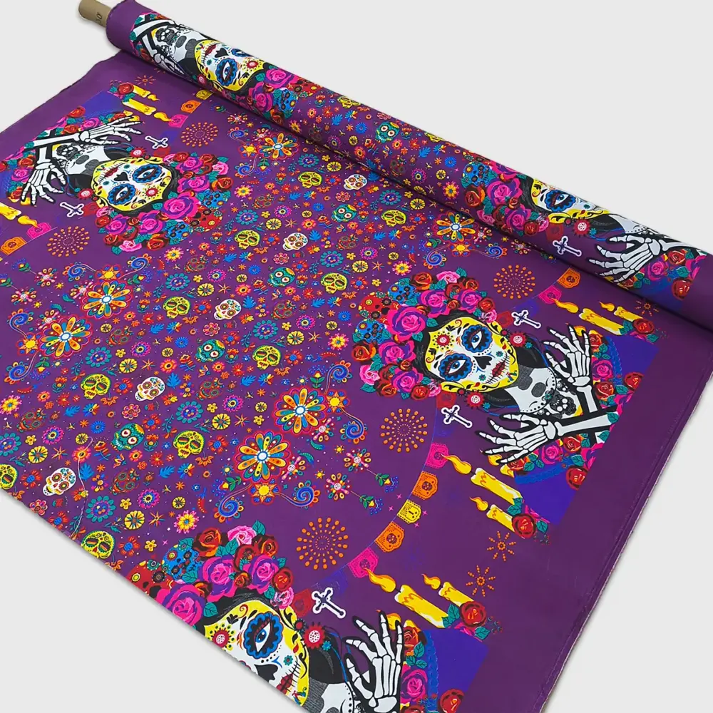 Tela Minimatt "Reinas de la Noche Eterna" 150 cm ancho - Perfecta para tus Ofrendas, Manteles y Decoraciones, Colección Día de Muertos - Rollo 30 m Modatelas