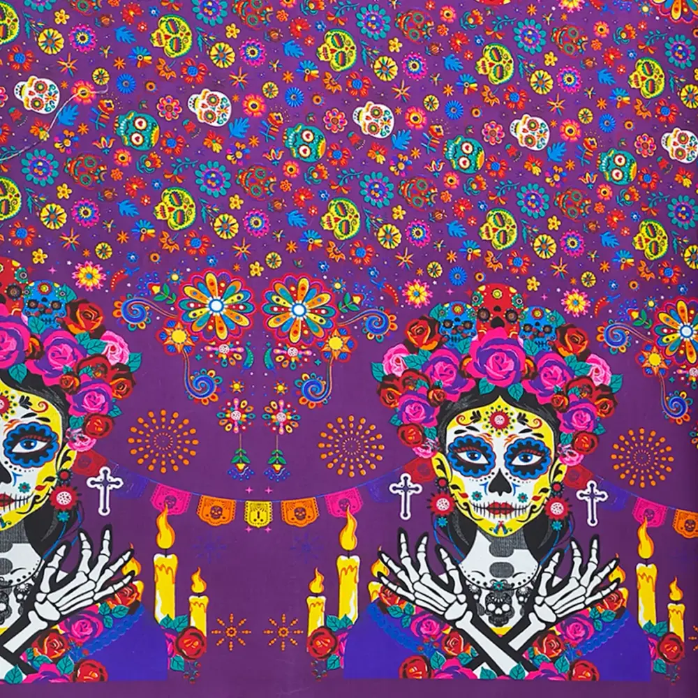 Tela Minimatt "Reinas de la Noche Eterna" 150 cm ancho - Perfecta para tus Ofrendas, Manteles y Decoraciones, Colección Día de Muertos - Rollo 30 m Modatelas 4