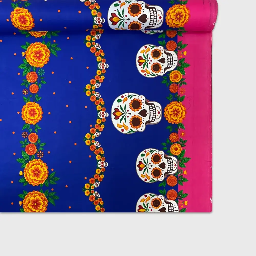 Tela Minimatt "La Muerte Vive en tu Espíritu" 150 cm ancho - Ideal para tus Ofrendas y Altares, Colección Día de Muertos - Rollo 30 m Modatelas 3