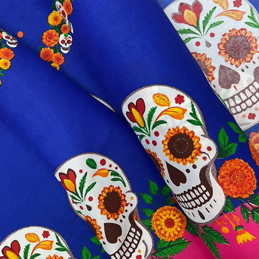 Tela Minimatt "La Muerte Vive en tu Espíritu" 150 cm ancho - Ideal para tus Ofrendas y Altares, Colección Día de Muertos - Rollo 30 m Modatelas 2