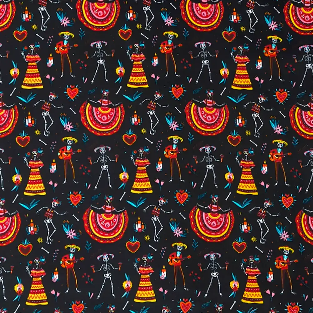 Tela Minimatt "Jarabe del Más Allá" 150 cm ancho - Idónea para tus Cortinas, Camisas y Manteles, Colección Día de Muertos - Rollo 30 m modatelas 2