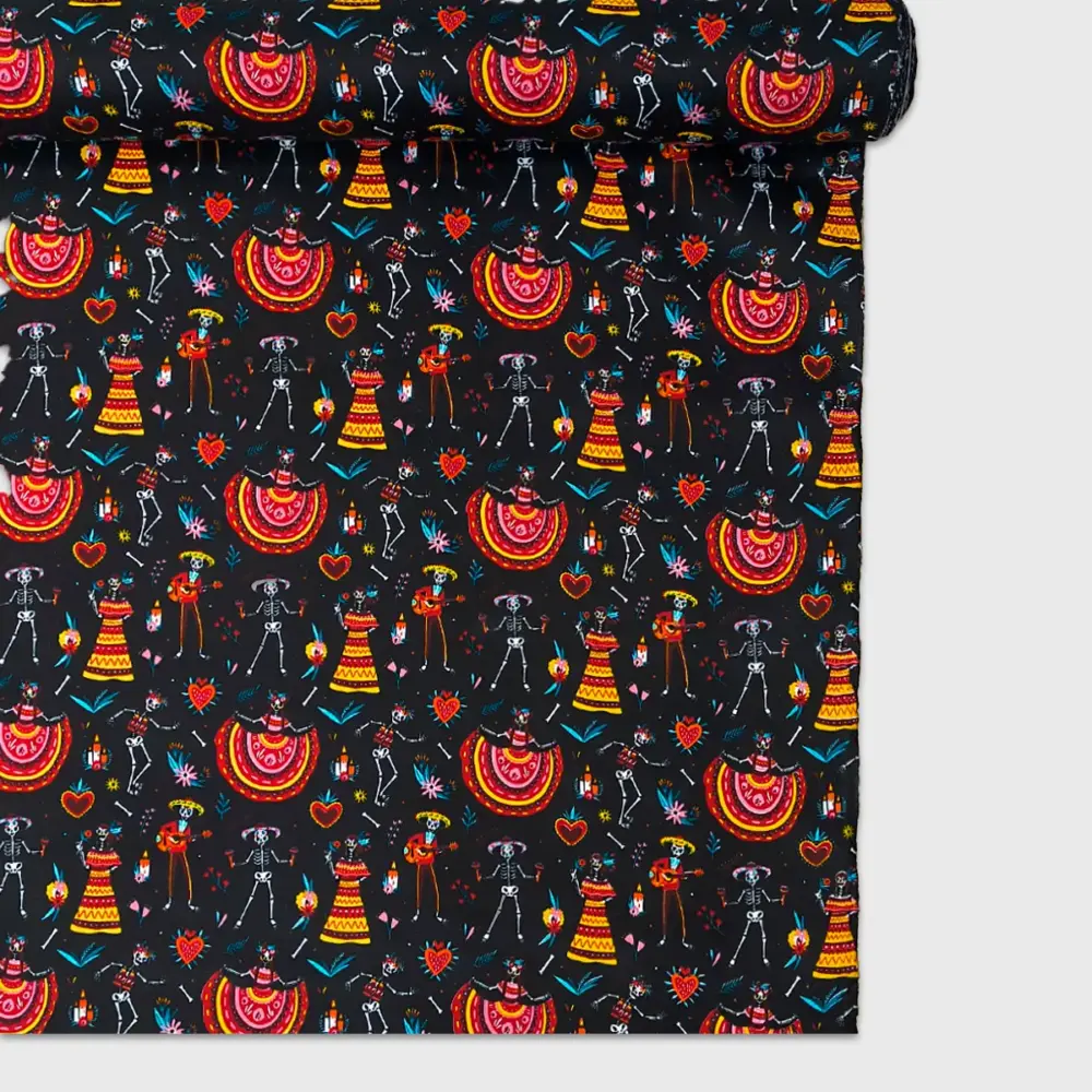 Tela Minimatt "Jarabe del Más Allá" 150 cm ancho - Idónea para tus Cortinas, Camisas y Manteles, Colección Día de Muertos - Rollo 30 m modatelas 4