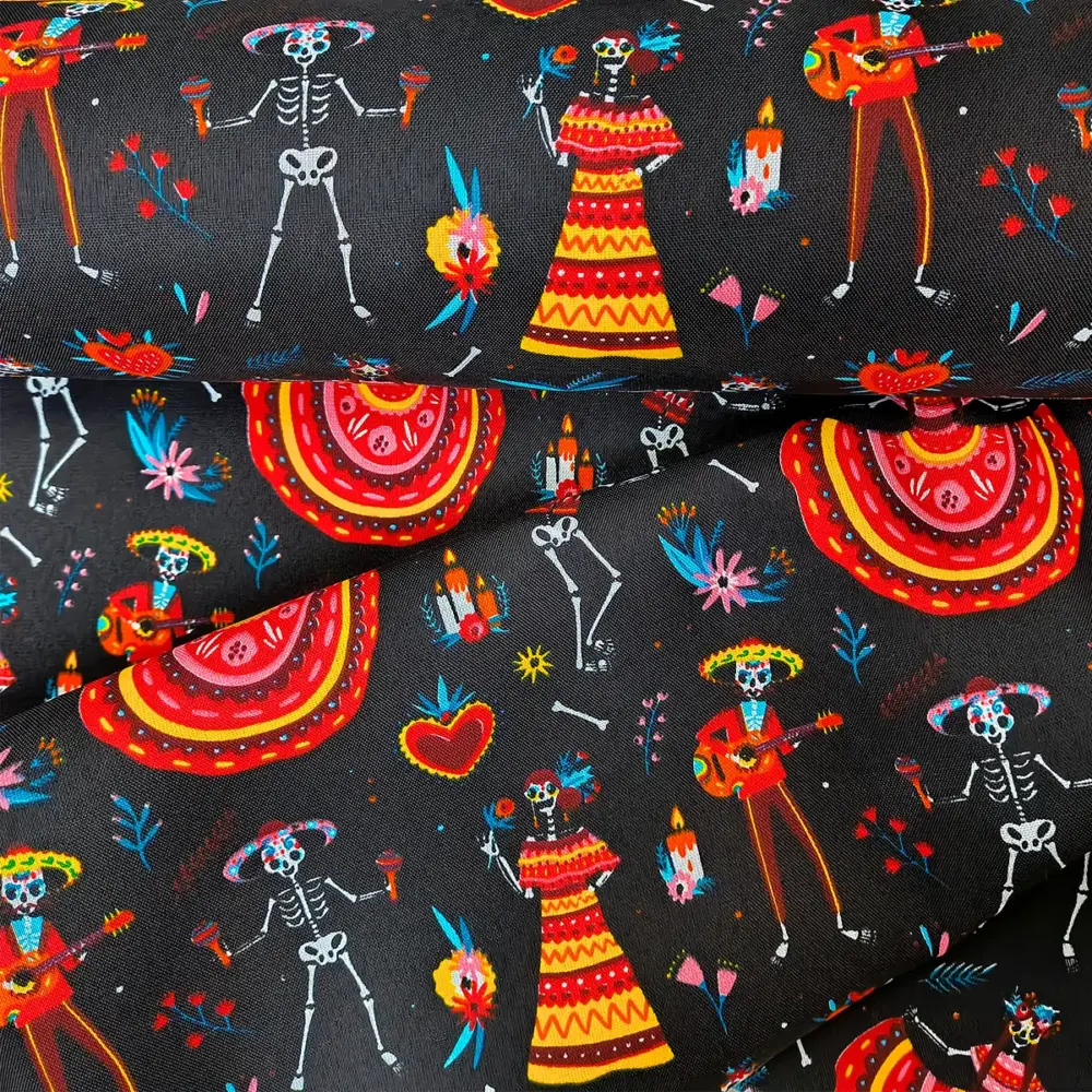 Tela Minimatt "Jarabe del Más Allá" 150 cm ancho - Idónea para tus Cortinas, Camisas y Manteles, Colección Día de Muertos - Rollo 30 m modatelas 3