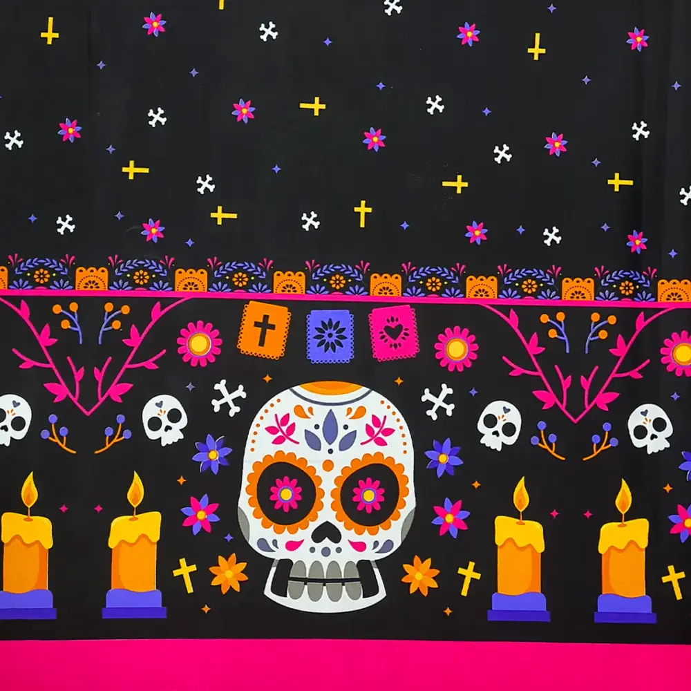 Tela Minimatt "La Muerte Nunca Escucha" 150 cm ancho - Ideal para tu Ofrenda, Altar y Confección, Colección Día de Muertos - Rollo 30 m modatelas 4